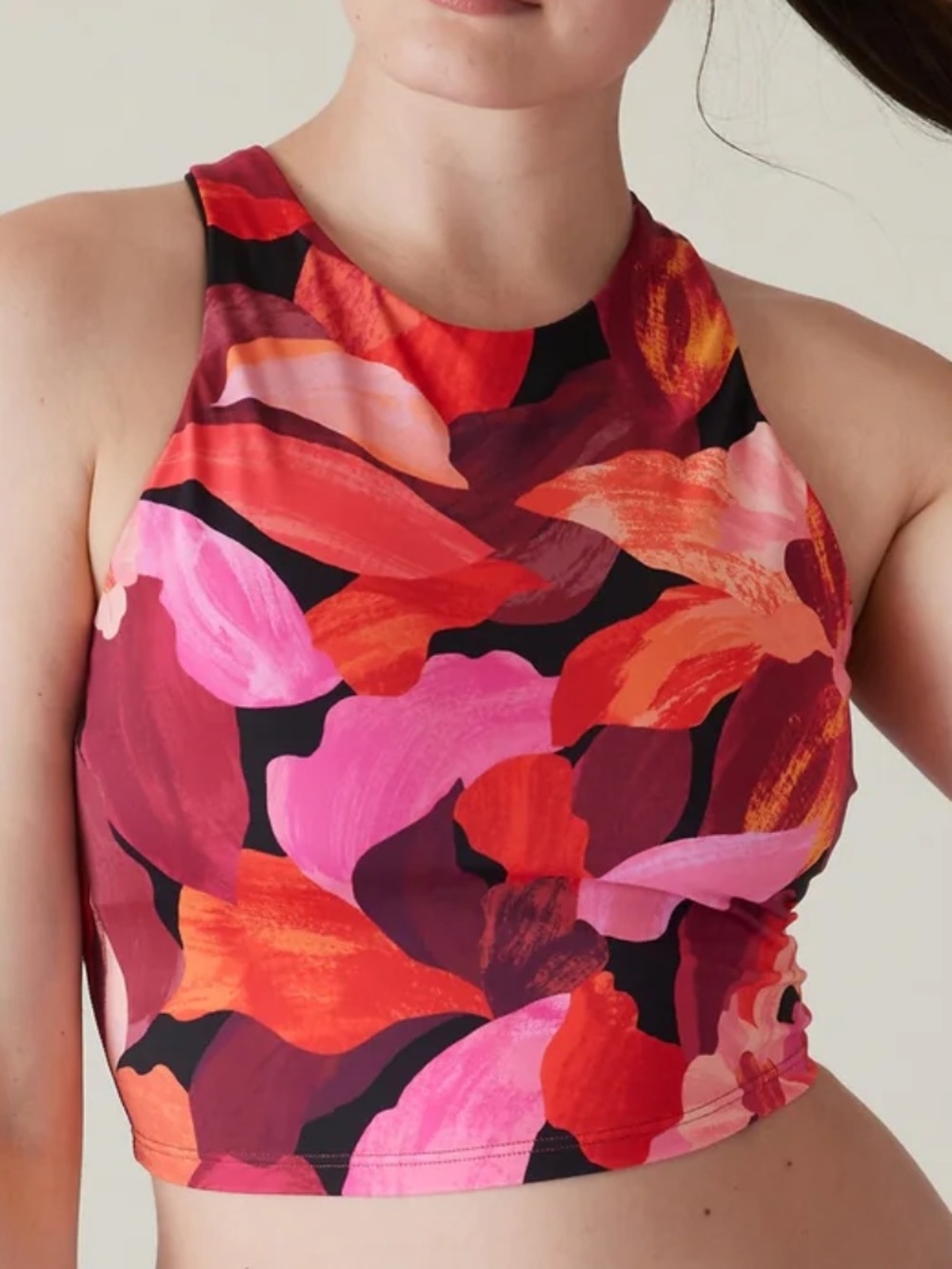 Athleta Conscious Crop Bikini Top Liana Floral Racerback Swim Small NWT D-DD Cup